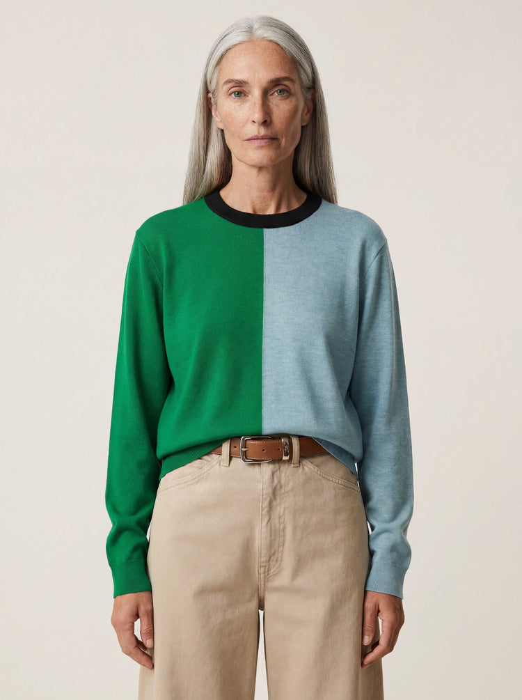The Colourblock Crewneck Jumper Bottle Green Image