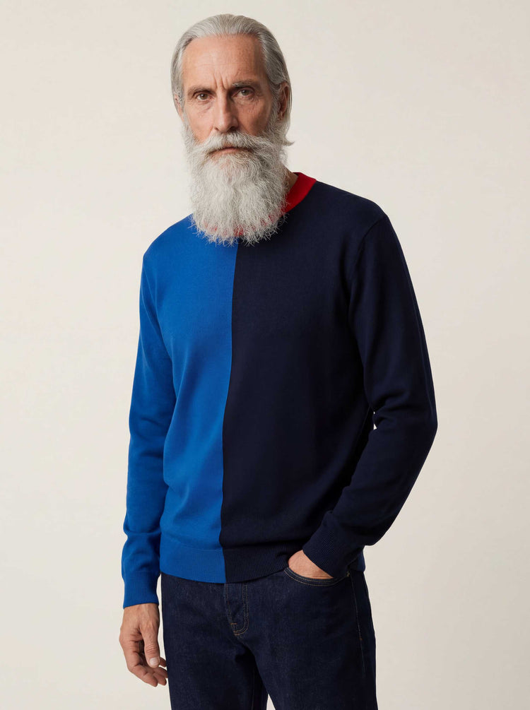The Colourblock Crewneck Jumper Pacific Blue Image