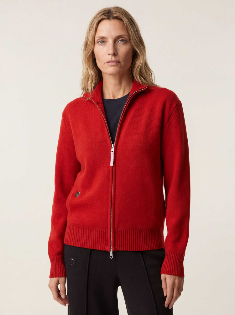 The Everyday Zip Through Jumper Tomato Red Image