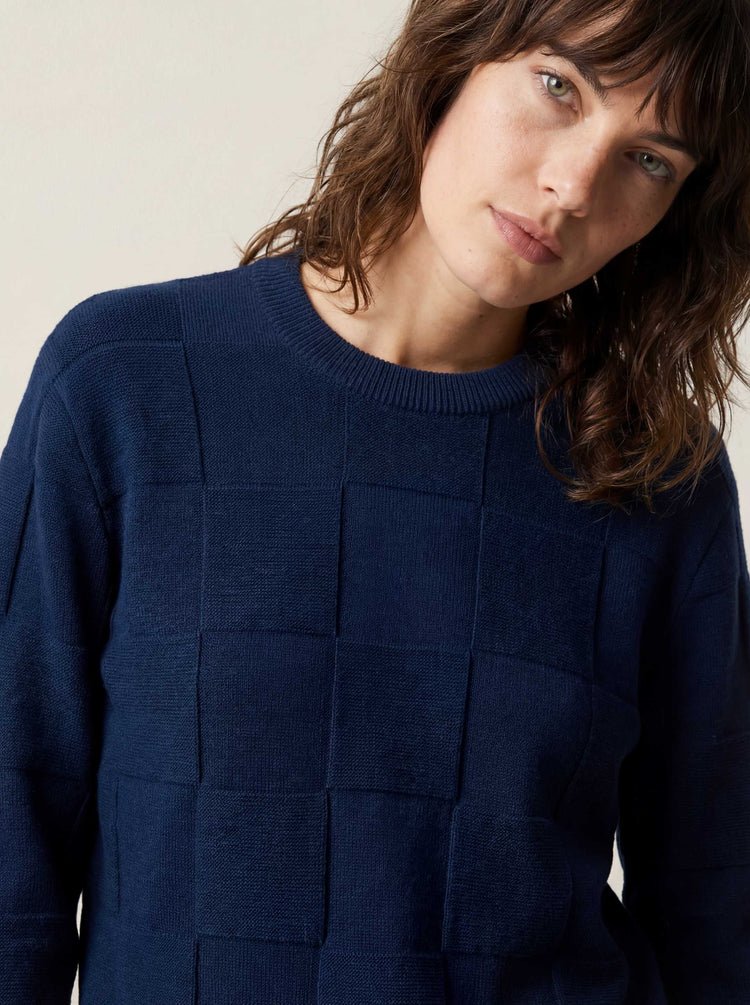 The Textured Crewneck Jumper Tasman Blue Image