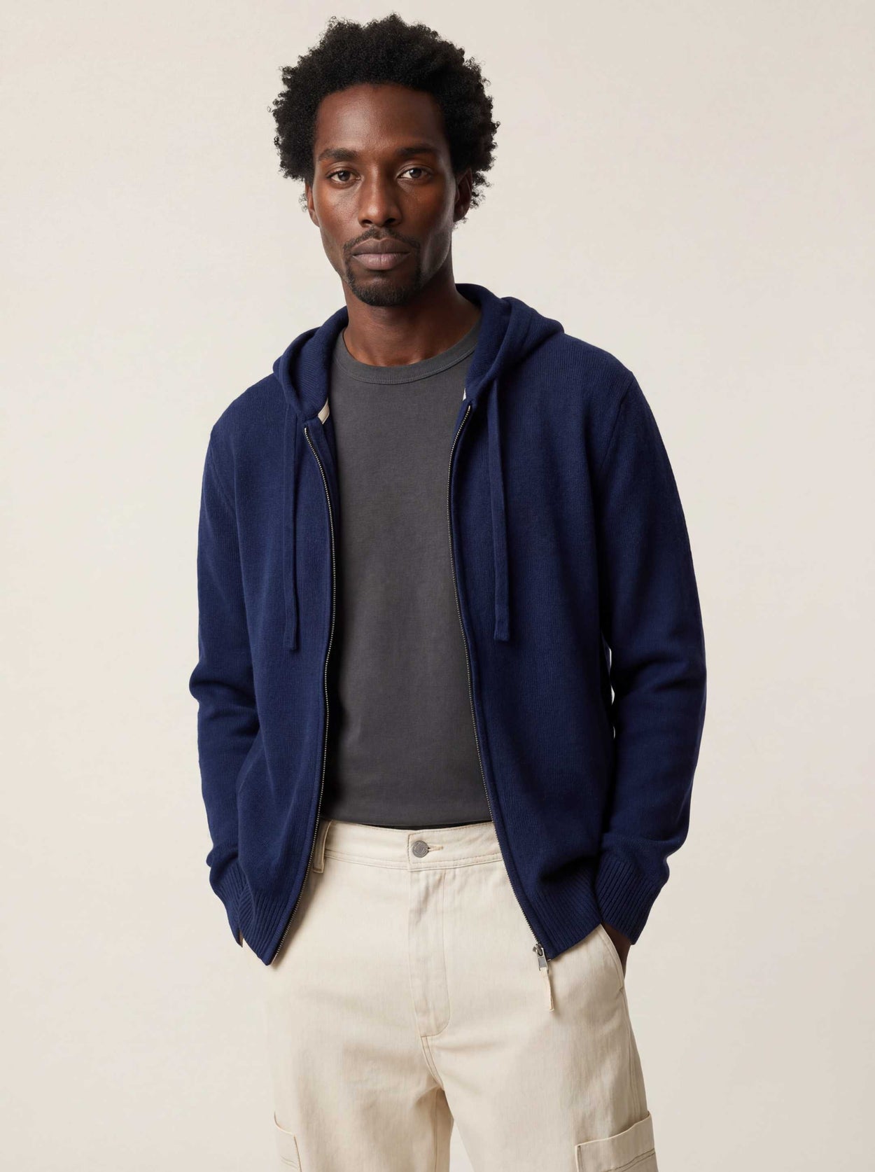 The Signature Merino Zip Hoodie Atlantic Blue Male Image