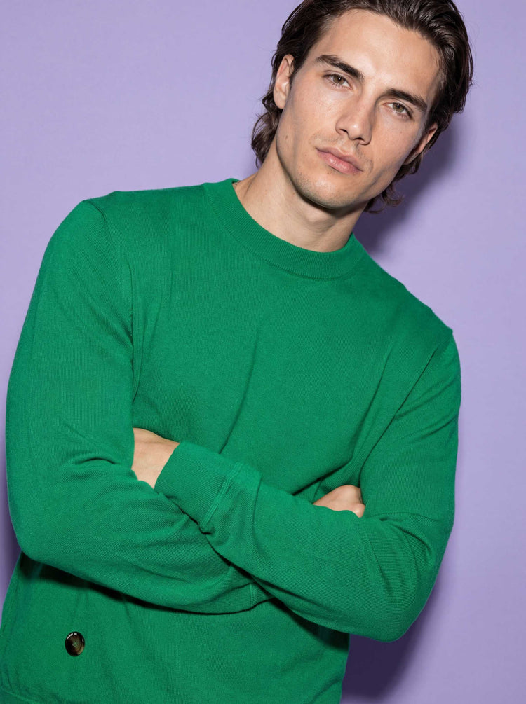 The Fine Knit Crewneck Bottle Green Image