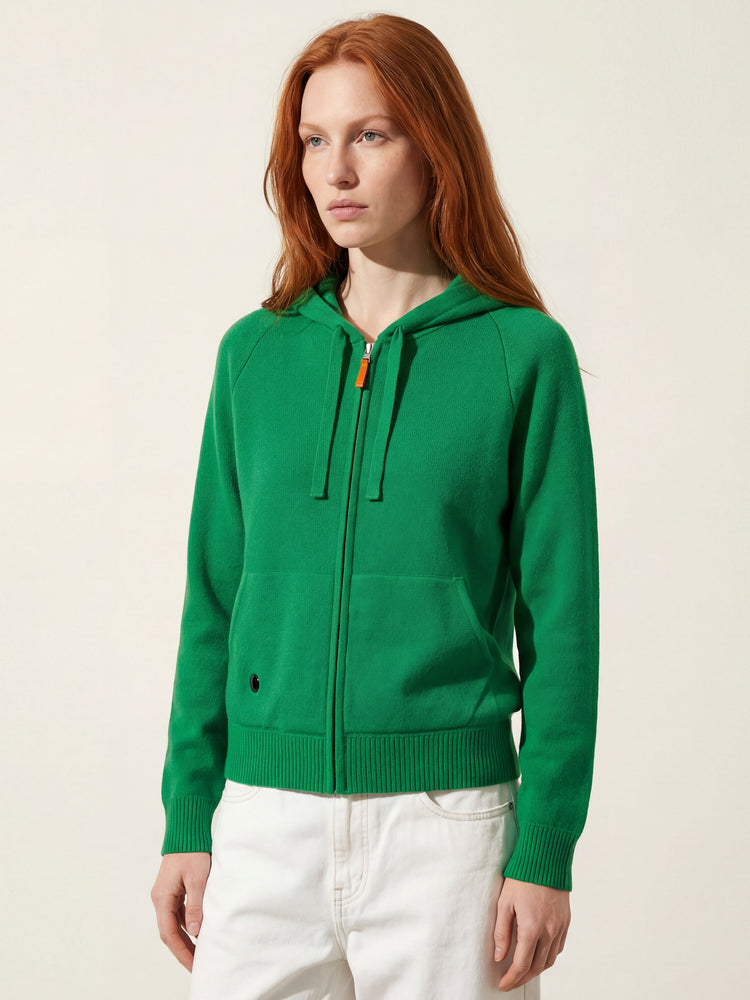The Knitted Zip Hoodie Bottle Green Image
