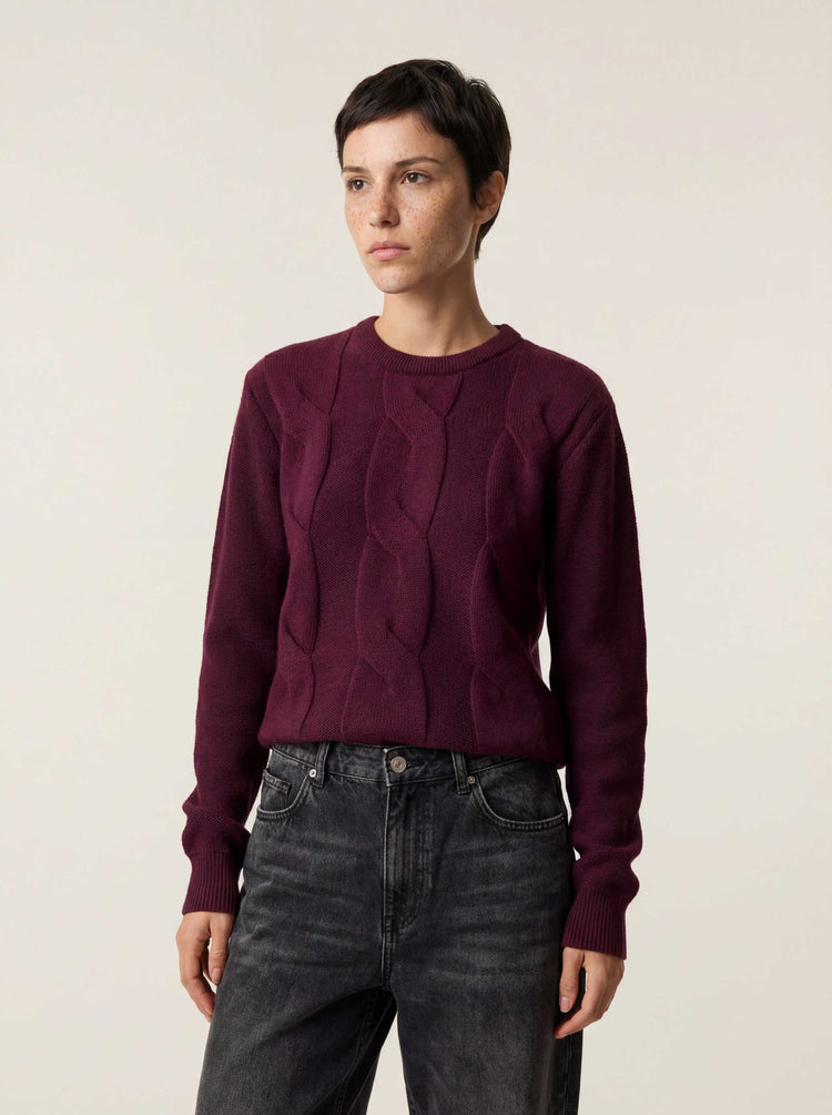 The Cable Knit Jumper Konini Burgundy Image