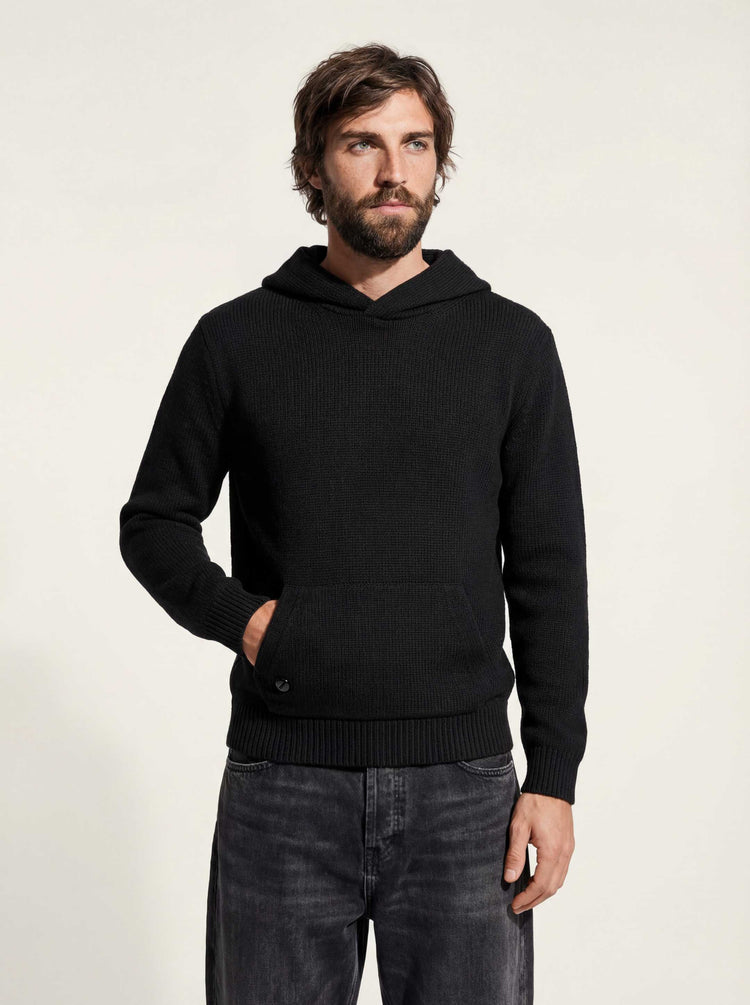 The Chunky Knit Hoodie Anthracite Black Image