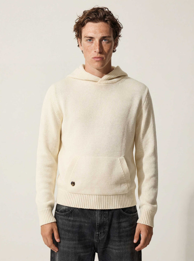The Chunky Knit Hoodie Raw White Image