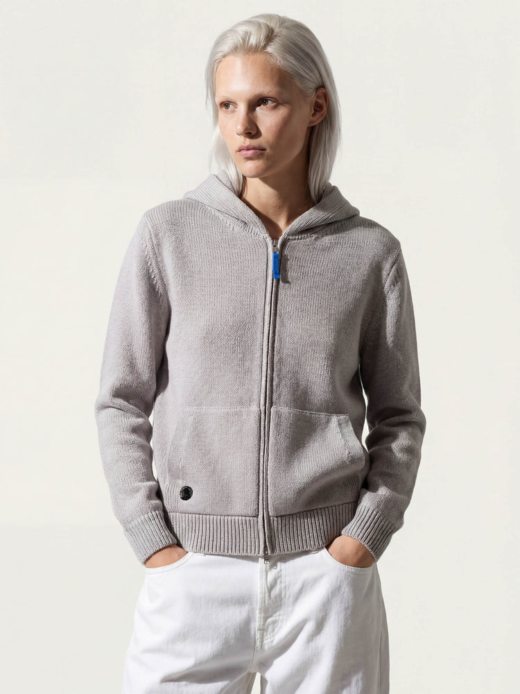 The Chunky Knit Zip Hoodie Moon Grey Image