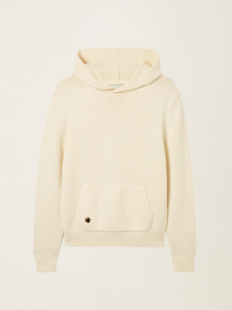 The Chunky Knit Hoodie Raw White Image