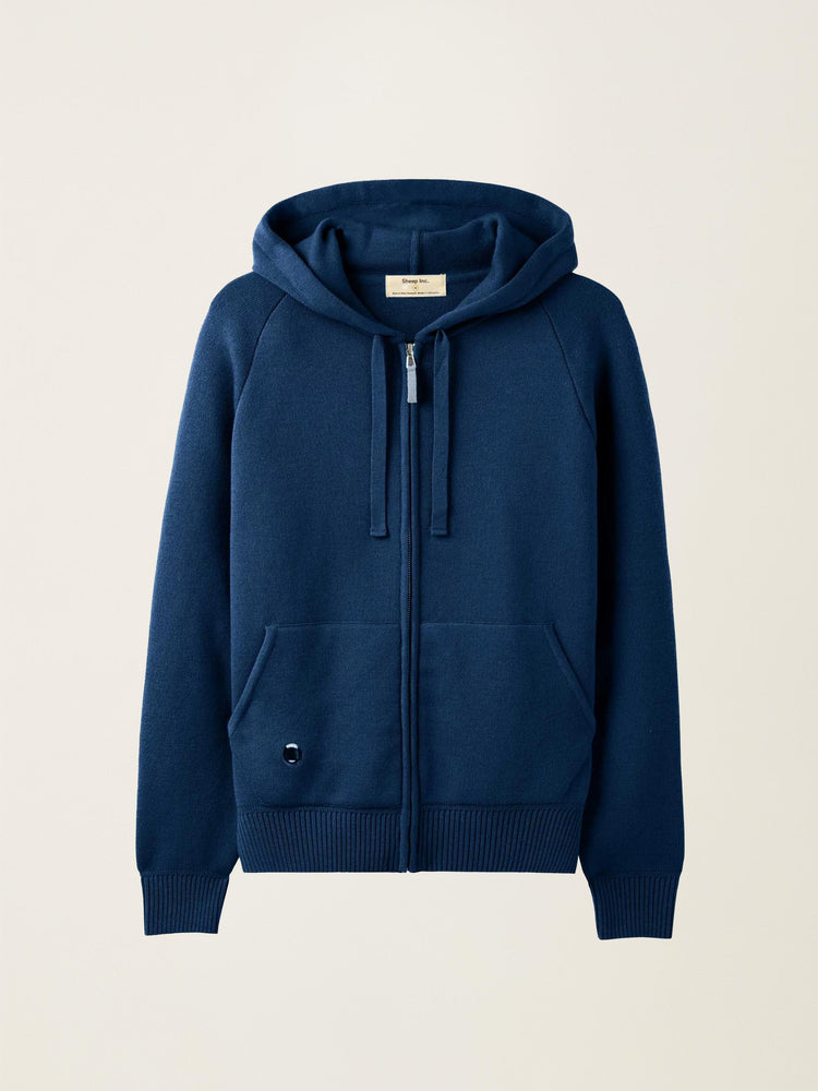 The Knitted Zip Hoodie Tasman Blue Image