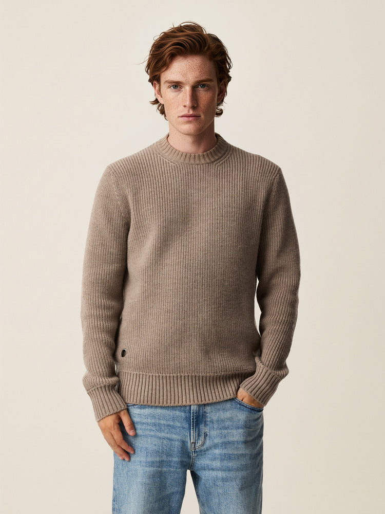 The Shepherd's Knit Crewneck Jumper Fawn Brown Image