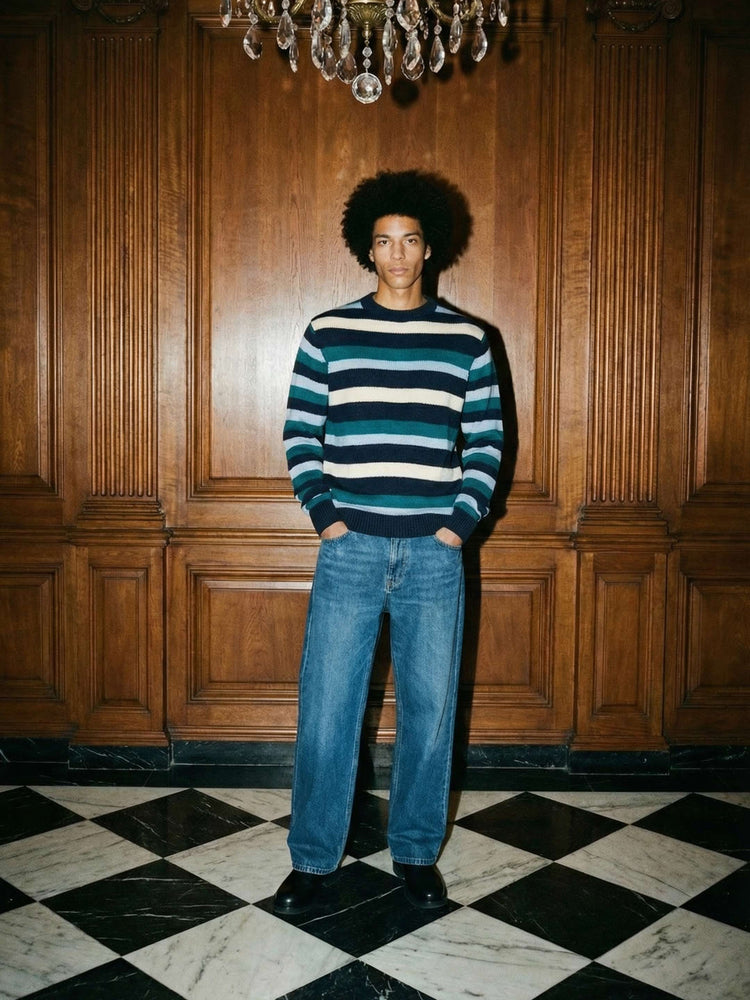 The Stripe Crewneck Jumper Pacific Blue Image
