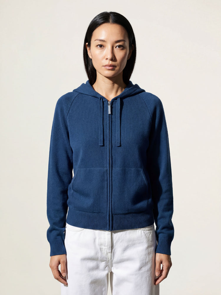 The Knitted Zip Hoodie Tasman Blue Image