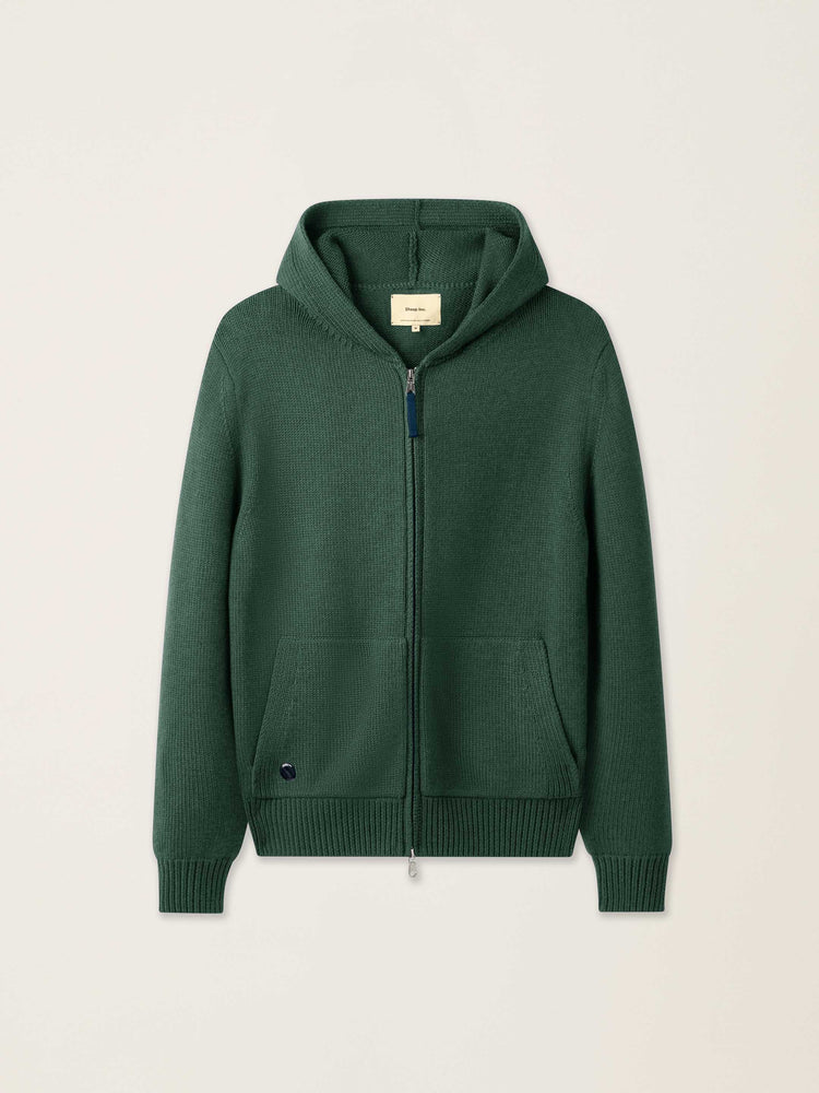 The Chunky Knit Zip Hoodie Emerald Green Image
