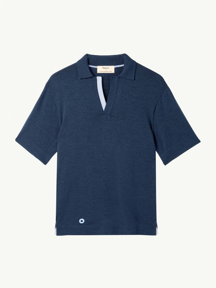 The Knitted Polo Shirt Atlantic Blue Image