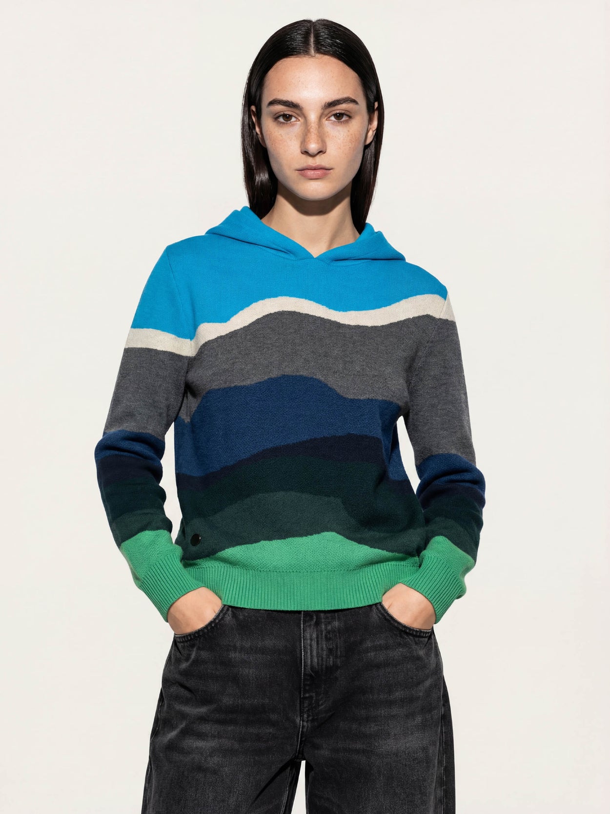 The Sheepscape Hoodie Turquoise Blue Female Image